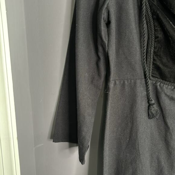 Zara Black Tunic Dress Velvet and Tassel Detailing Side Zipper Size Small - Picture 3 of 7